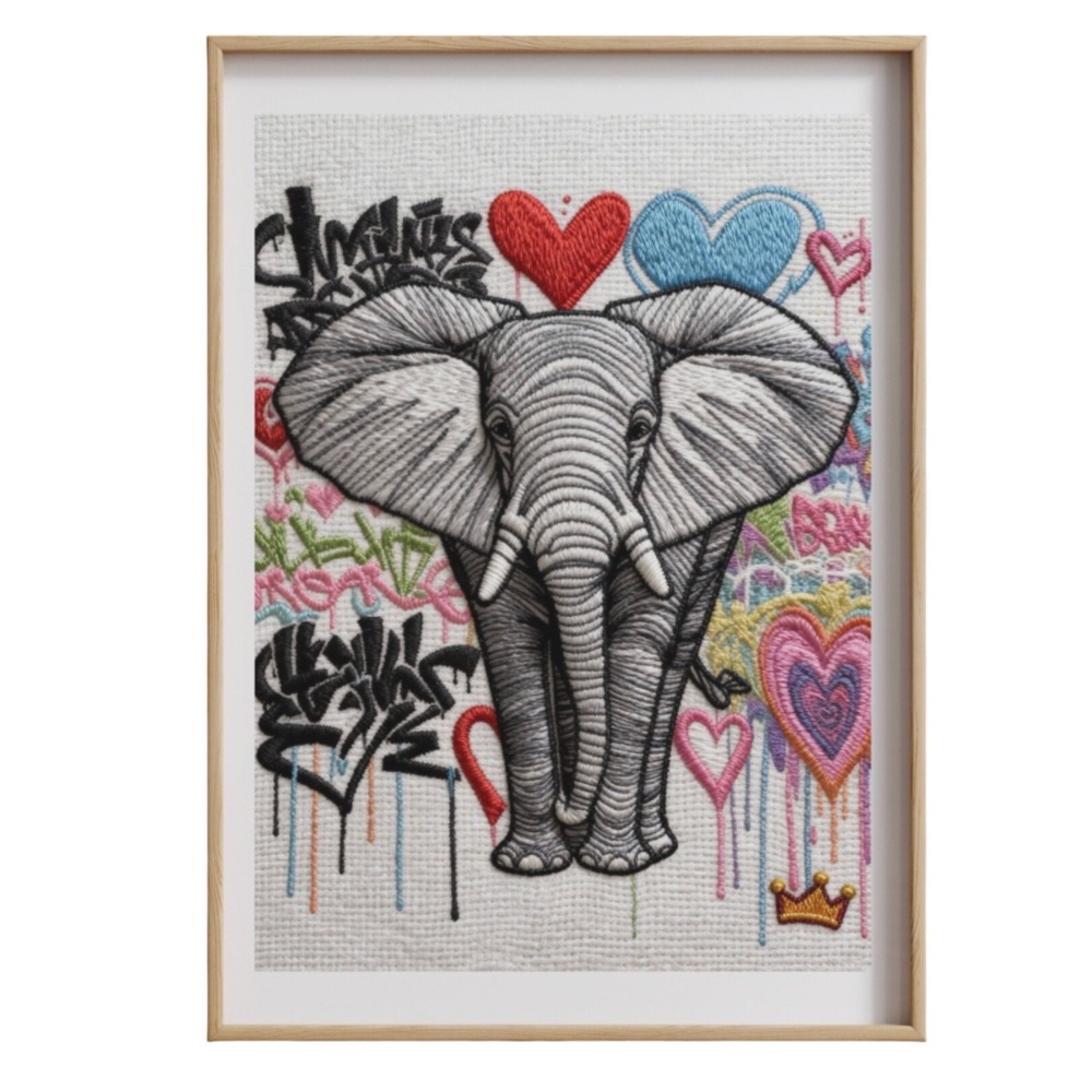 Royal ink SmitArtwork Journey Elephant Graffiti Heart Print 12x16 Wall Art Decor